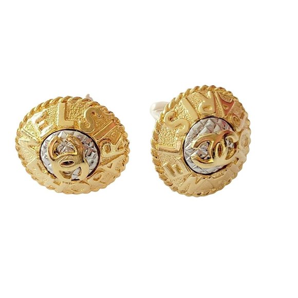 Exceptional Huge Chanel Paris 2-Tone 80's Earring (A47) - Picture 1 of 8